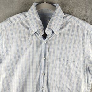 Loro Piana Shirt Button Up White Blue Stripped Cotton Formal Size 16 (41)